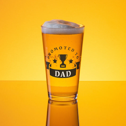 Promoted to Dad – Pint Glass | Shaker Glass | Beer Glass | Beer Lover | Mixer Glass - Raiden Gate Design