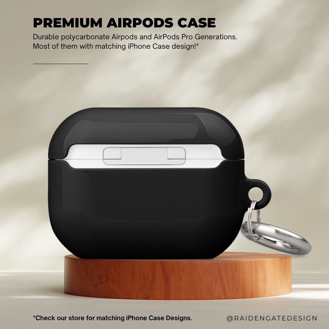 Pure Black Custom AirPods Pro Case | Tough AirPods Case - Raiden Gate Design