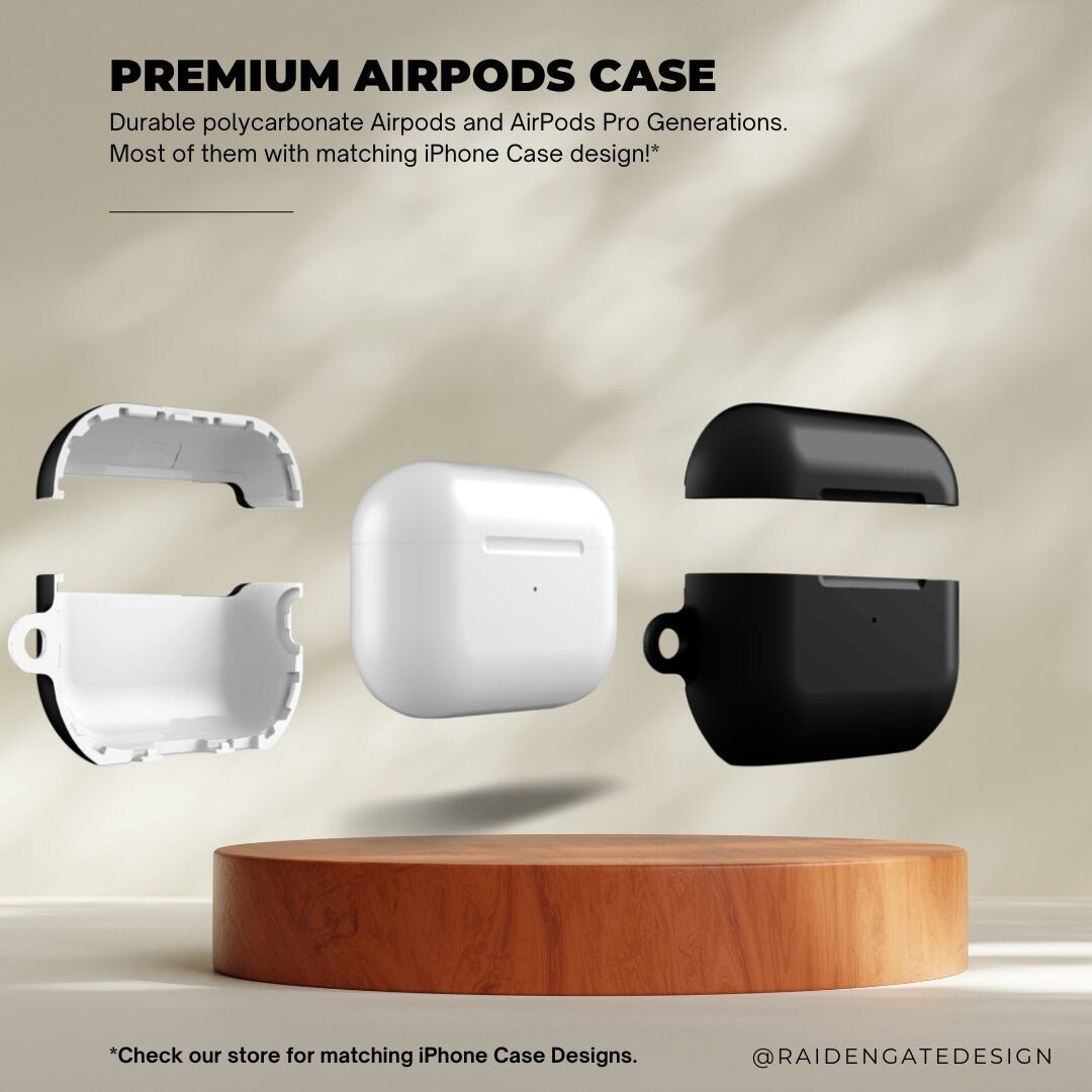 Pure Black Custom AirPods Pro Case | Tough AirPods Case - Raiden Gate Design