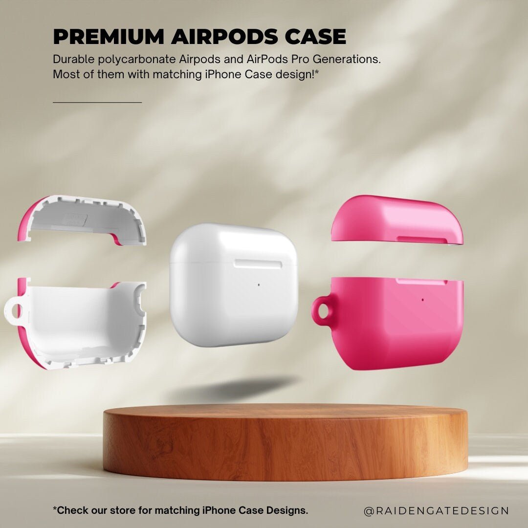 Pure Pink Custom AirPods Pro Case | Tough AirPods Case - Raiden Gate Design