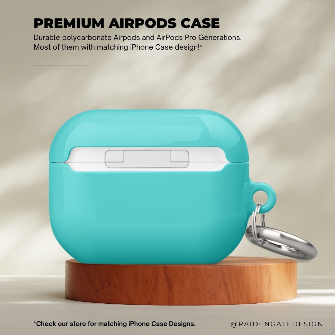 Pure Turquoise Custom AirPods Pro Case | Tough AirPods Case - Raiden Gate Design