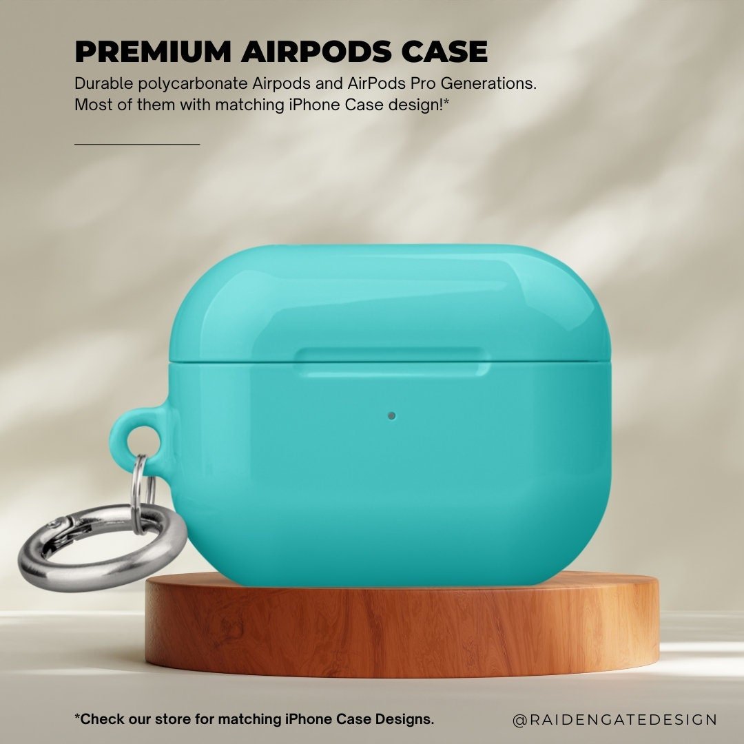 Pure Turquoise Custom AirPods Pro Case | Tough AirPods Case - Raiden Gate Design