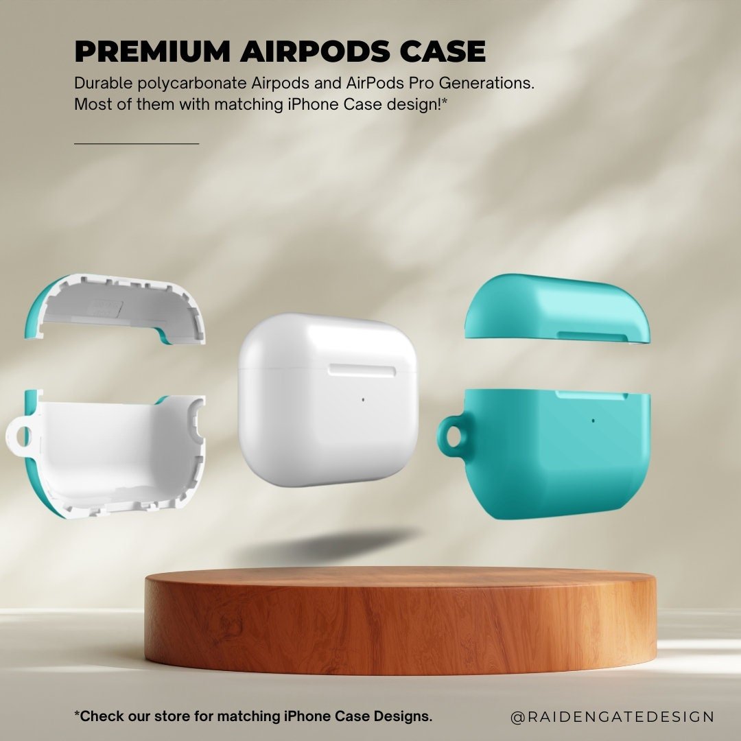 Pure Turquoise Custom AirPods Pro Case | Tough AirPods Case - Raiden Gate Design