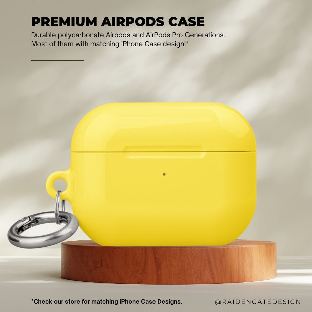 Pure Yellow Custom AirPods Pro Case | Tough AirPods Case - Raiden Gate Design