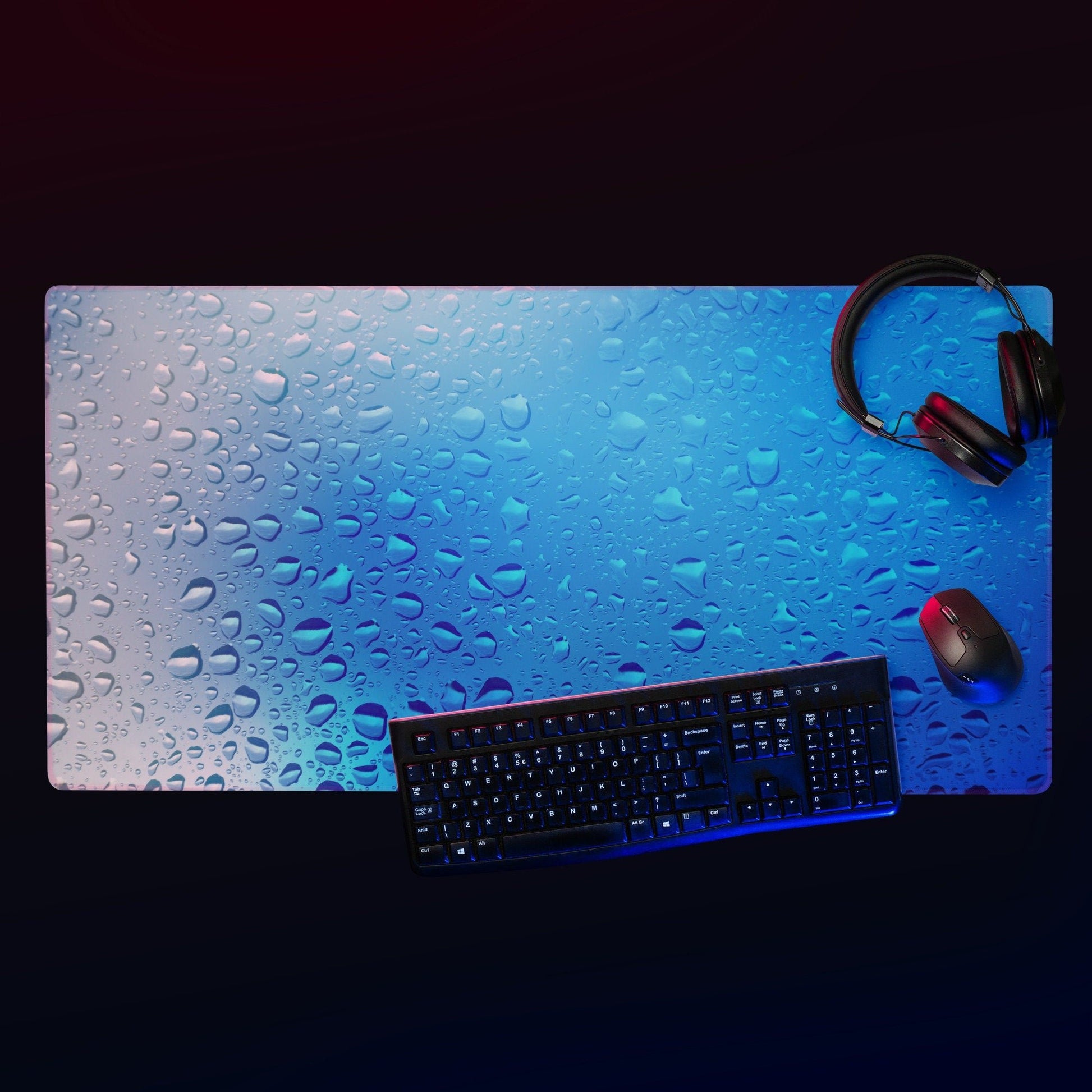 Rain Drops Gaming Mousepad | Desk Mat | Gamer Gift | Desk Accessories | Large Mouse Pad - Raiden Gate Design