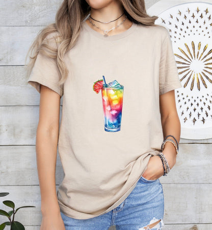 Rainbow Paradise Groom or Bride Cocktail Bar Shirt - Minimalist Aesthetic T-Shirt for Bachelor or Hen Party - Fun and Chic Design - Raiden Gate Design