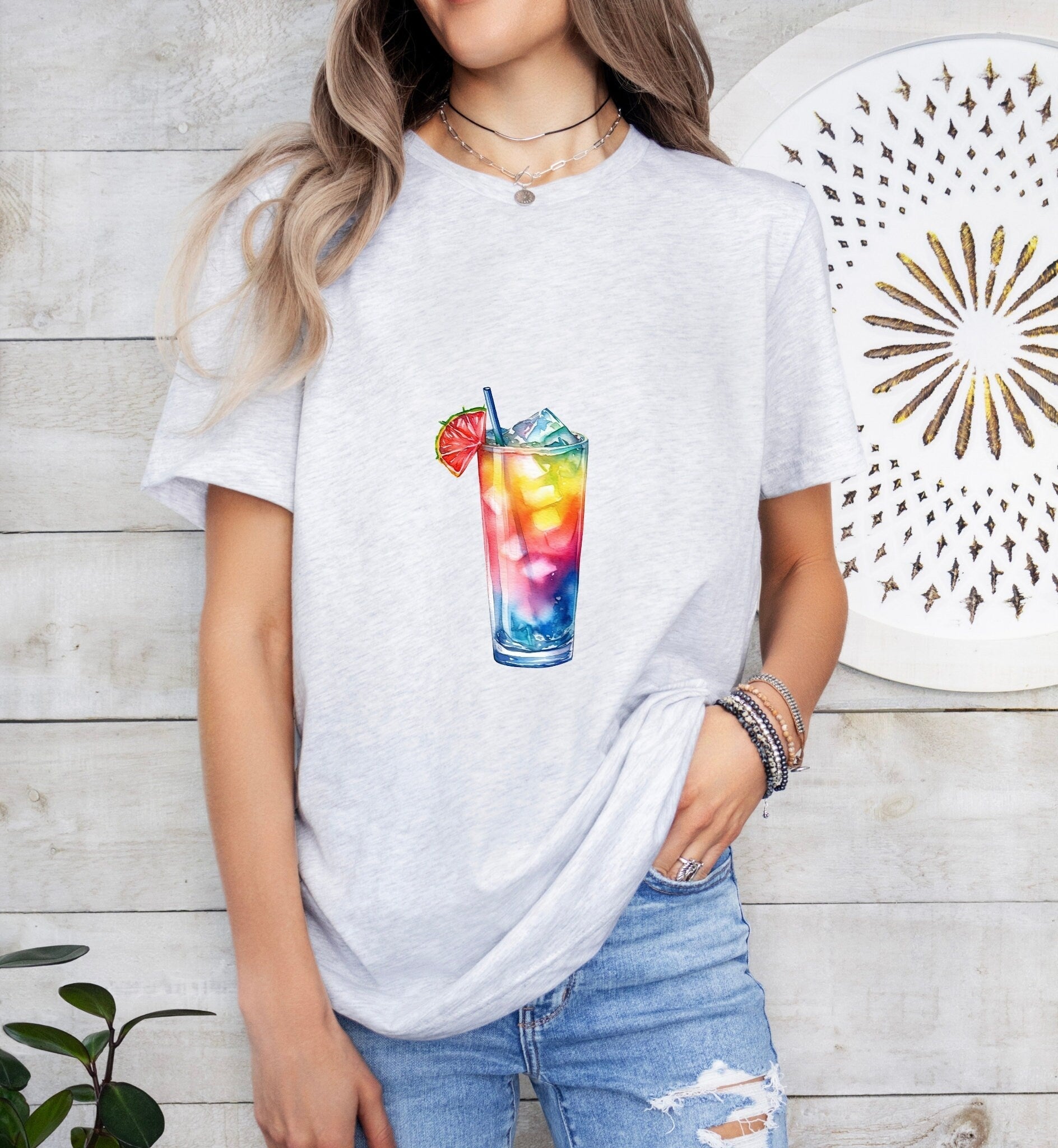 Rainbow Paradise Groom or Bride Cocktail Bar Shirt - Minimalist Aesthetic T-Shirt for Bachelor or Hen Party - Fun and Chic Design - Raiden Gate Design