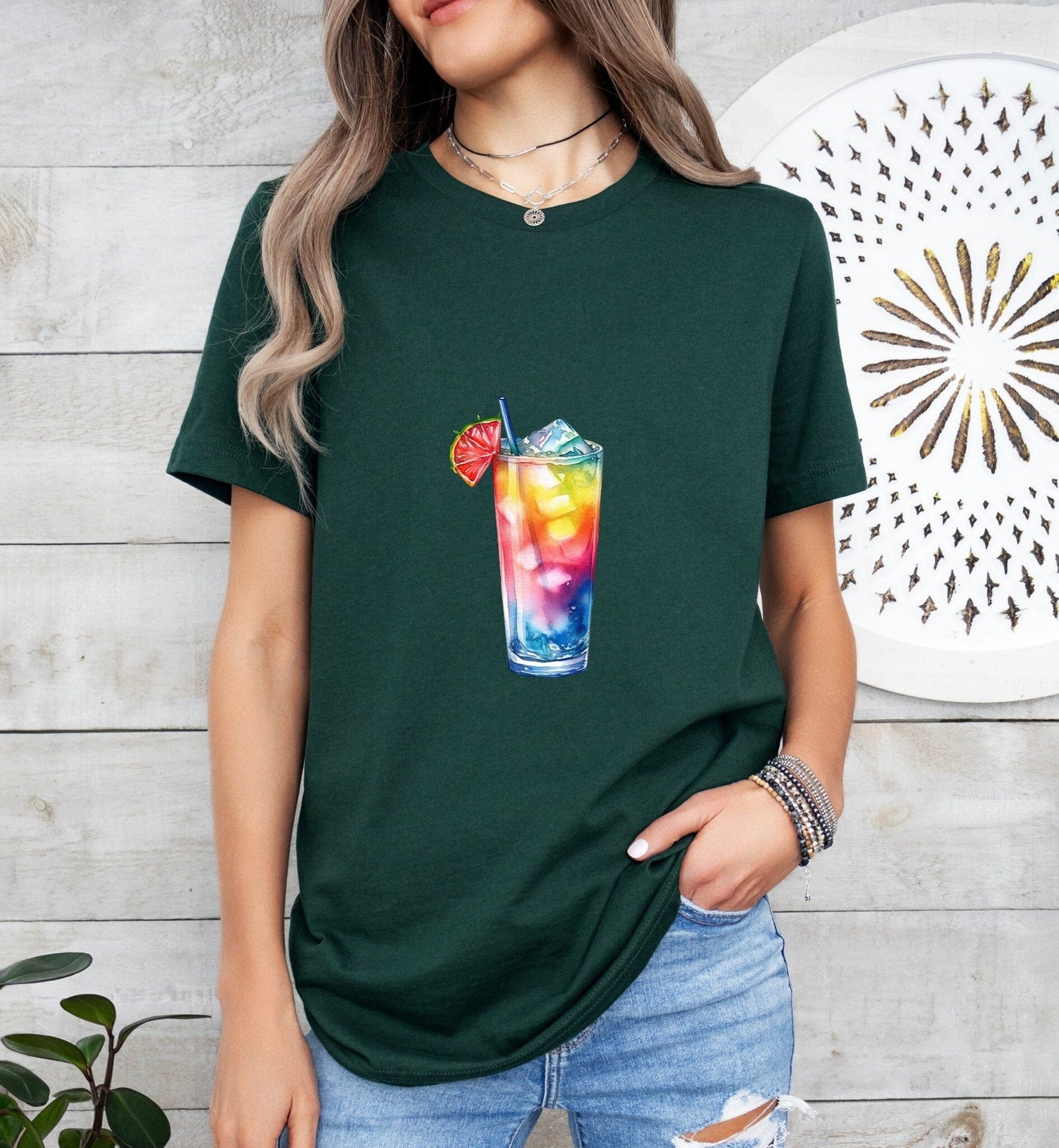 Rainbow Paradise Groom or Bride Cocktail Bar Shirt - Minimalist Aesthetic T-Shirt for Bachelor or Hen Party - Fun and Chic Design - Raiden Gate Design