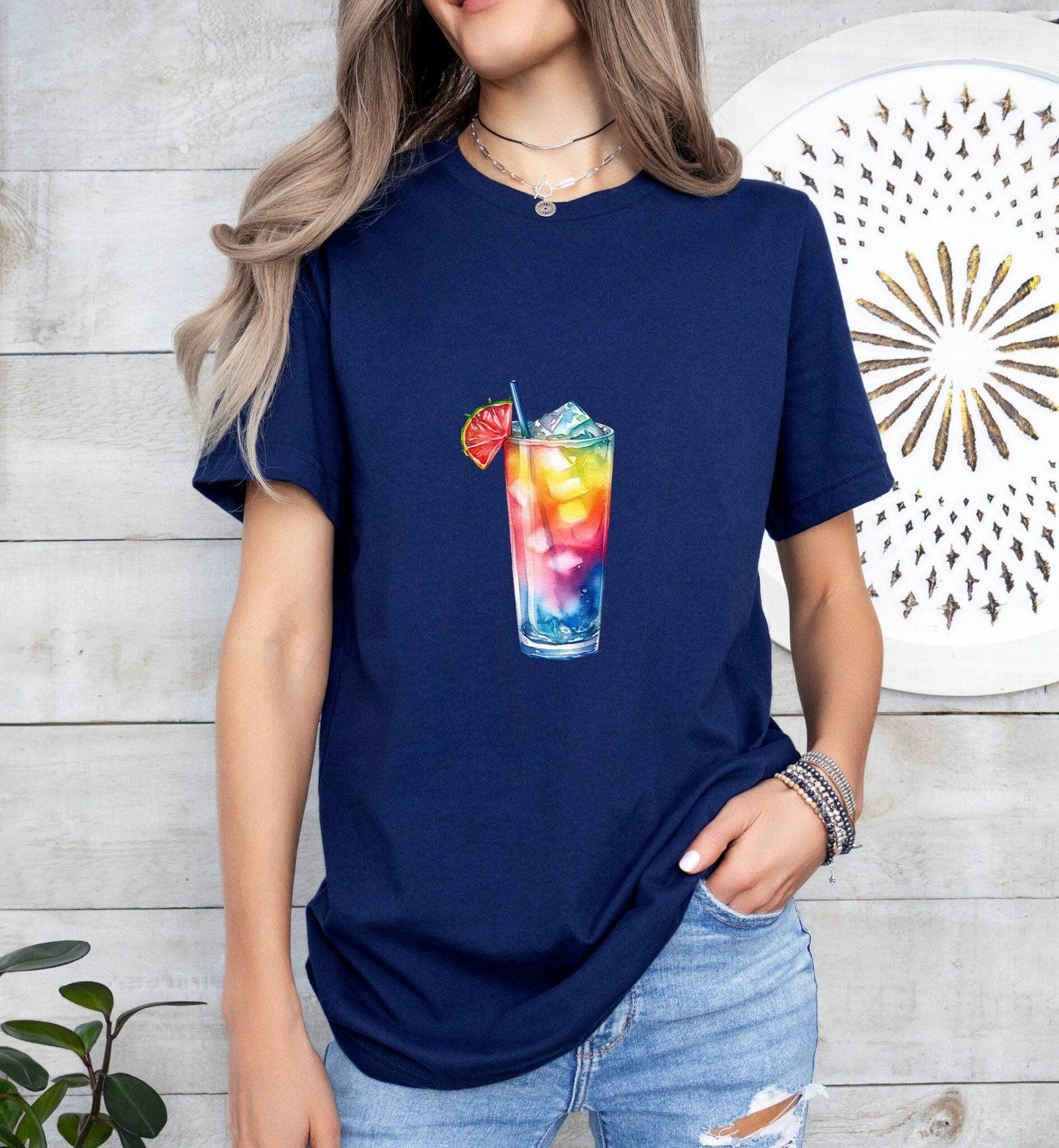 Rainbow Paradise Groom or Bride Cocktail Bar Shirt - Minimalist Aesthetic T-Shirt for Bachelor or Hen Party - Fun and Chic Design - Raiden Gate Design