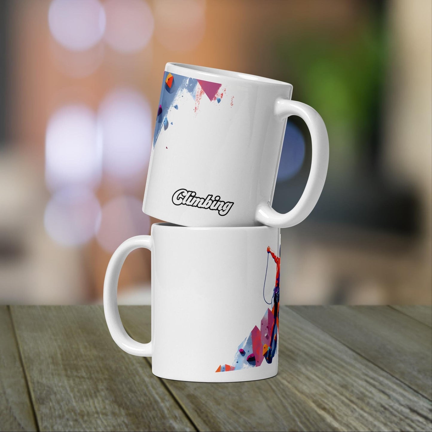 Rock Climbing Mug | Rock Climbing Gift with Neon Color Design for Rock Climber - Raiden Gate Design