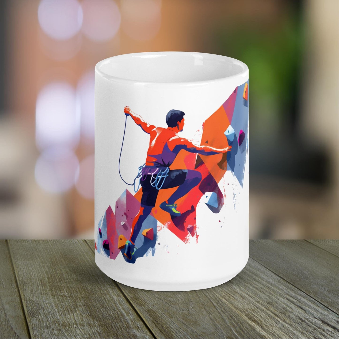 Rock Climbing Mug | Rock Climbing Gift with Neon Color Design for Rock Climber - Raiden Gate Design