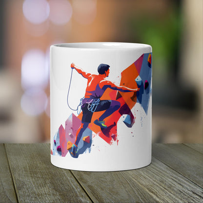 Rock Climbing Mug | Rock Climbing Gift with Neon Color Design for Rock Climber - Raiden Gate Design