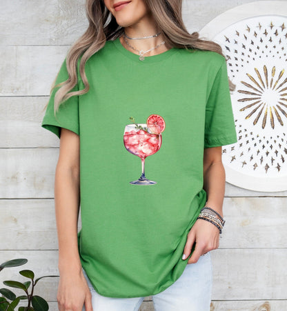 Rose Cocktail Groom or Bride Cocktail Bar Shirt - Minimalist Aesthetic T-Shirt for Bachelor or Hen Party - Fun and Chic Design - Raiden Gate Design