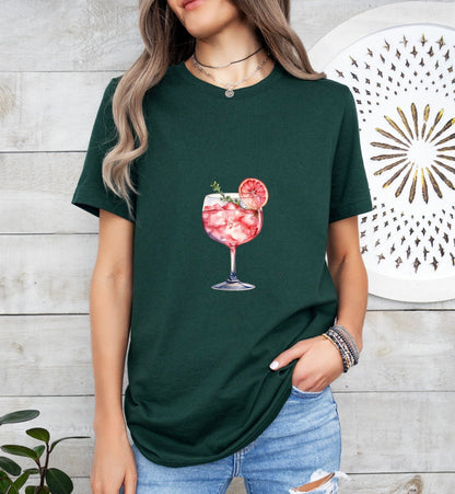 Rose Cocktail Groom or Bride Cocktail Bar Shirt - Minimalist Aesthetic T-Shirt for Bachelor or Hen Party - Fun and Chic Design - Raiden Gate Design