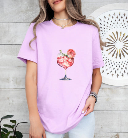 Rose Cocktail Groom or Bride Cocktail Bar Shirt - Minimalist Aesthetic T-Shirt for Bachelor or Hen Party - Fun and Chic Design - Raiden Gate Design