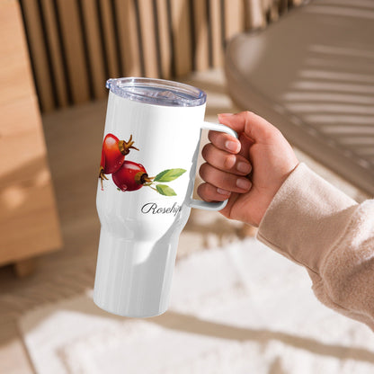 Rosehip Herbal Tea Travel mug with a handle | Tea Mug | Teacup | Gifts for Her | Herb Flower | Birthday Gift - Raiden Gate Design