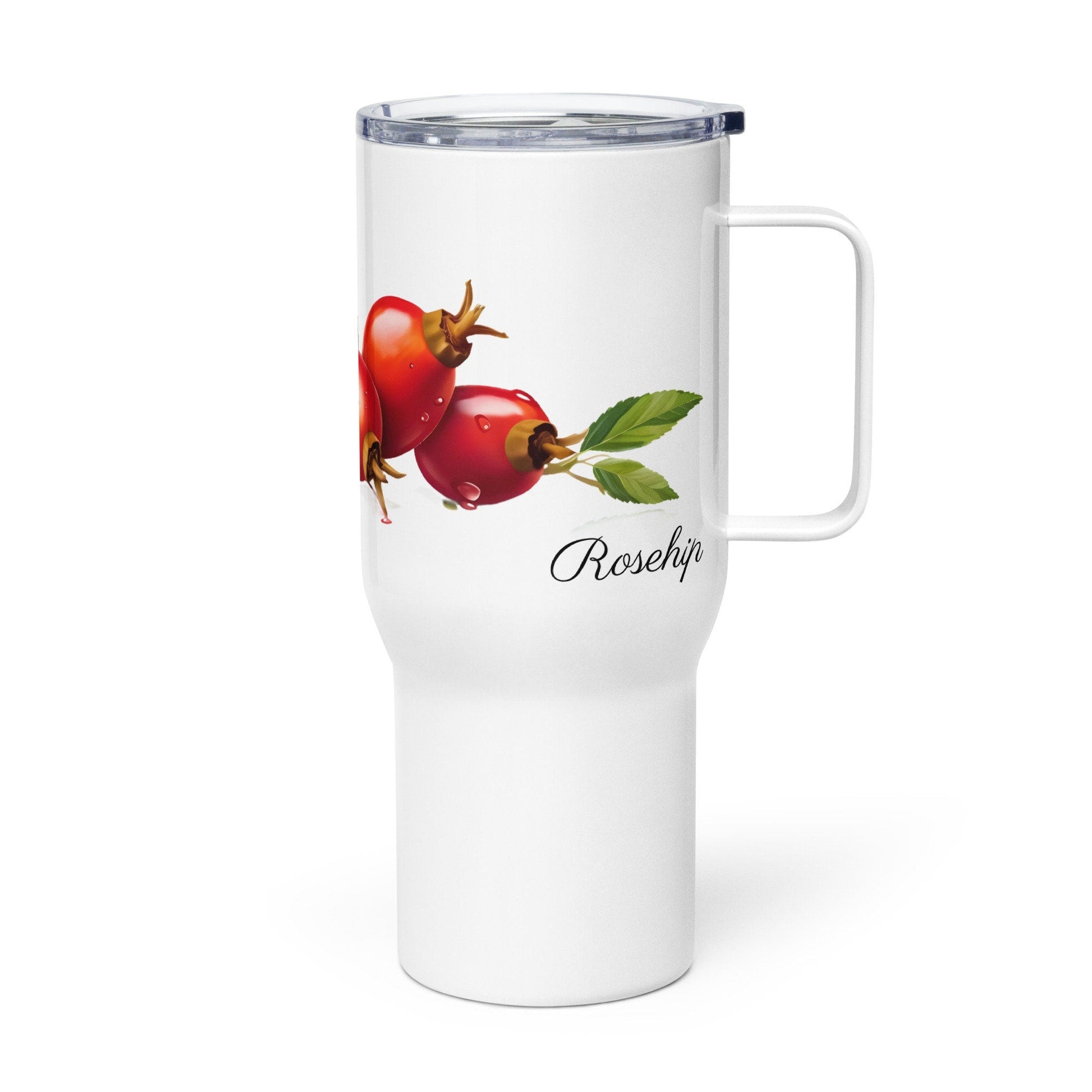 Rosehip Herbal Tea Travel mug with a handle | Tea Mug | Teacup | Gifts for Her | Herb Flower | Birthday Gift - Raiden Gate Design