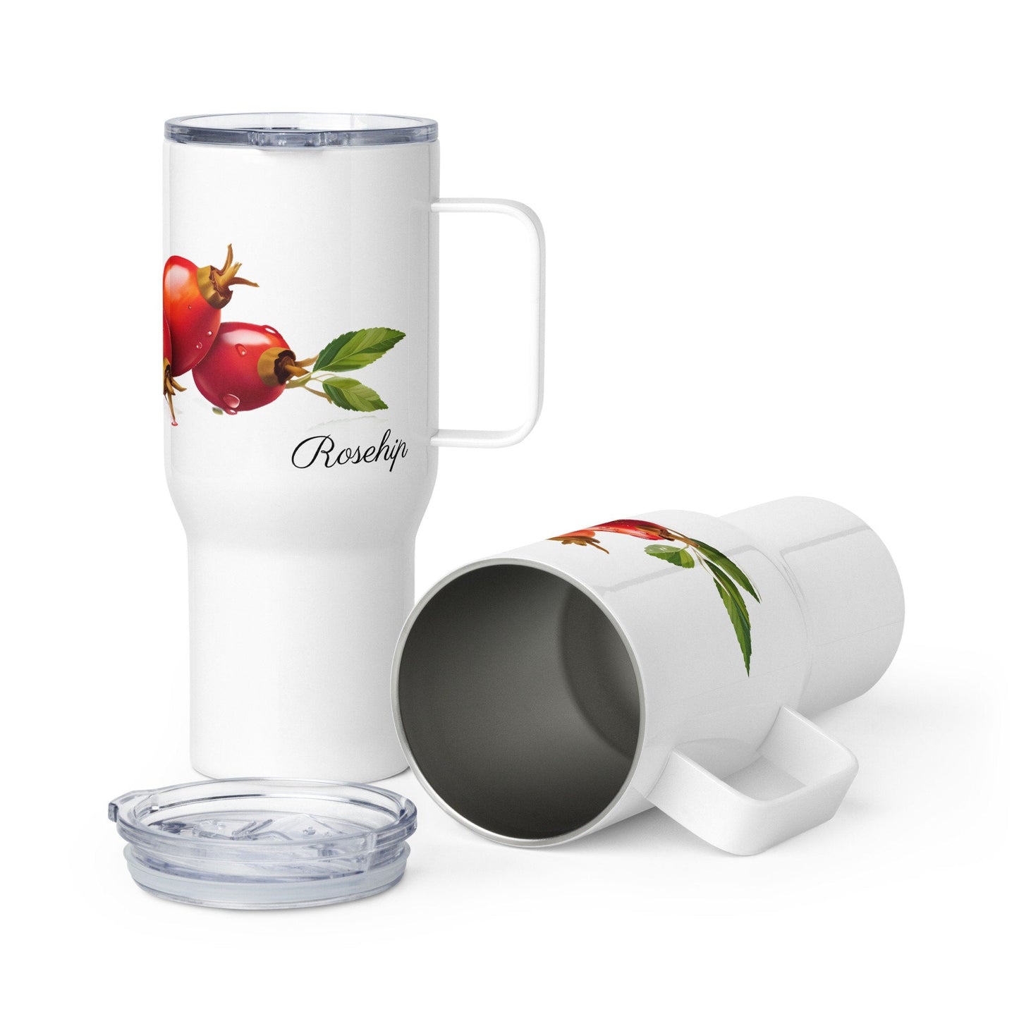 Rosehip Herbal Tea Travel mug with a handle | Tea Mug | Teacup | Gifts for Her | Herb Flower | Birthday Gift - Raiden Gate Design