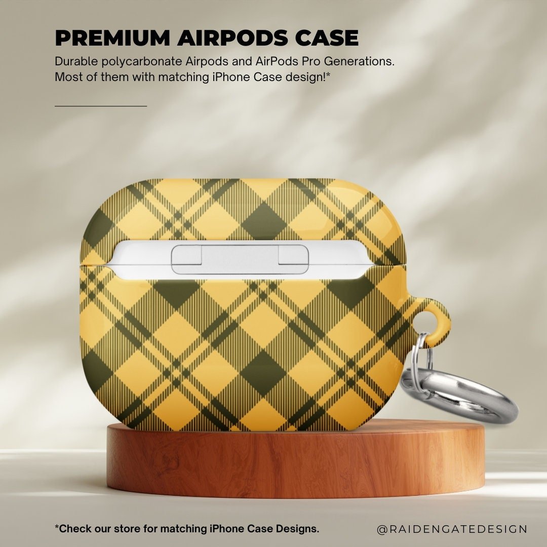 Scottish Yellow Kilt Pattern Custom AirPods Pro Case | Tough AirPods Case - Raiden Gate Design