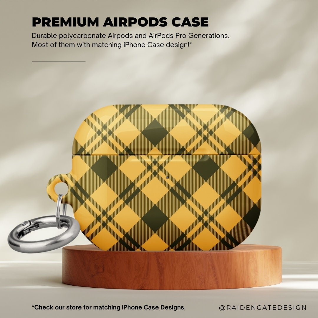 Scottish Yellow Kilt Pattern Custom AirPods Pro Case | Tough AirPods Case - Raiden Gate Design