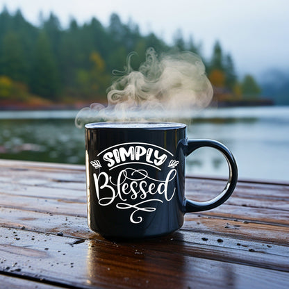 Simply Blessed Mug - Bible Verse Faith Coffee Mug - Christian Religious Gift for Him - Dad Mug with Affirmations - Supportive Baptism Gift - Raiden Gate Design