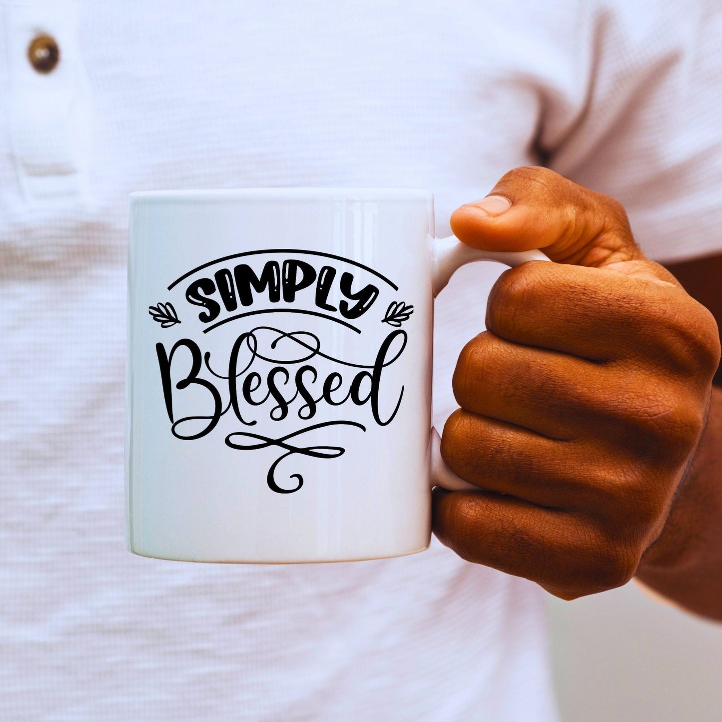 Simply Blessed Mug - Bible Verse Faith Coffee Mug - Christian Religious Gift for Him - Dad Mug with Affirmations - Supportive Baptism Gift - Raiden Gate Design