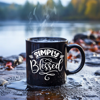 Simply Blessed Mug - Bible Verse Faith Coffee Mug - Christian Religious Gift for Him - Dad Mug with Affirmations - Supportive Baptism Gift - Raiden Gate Design