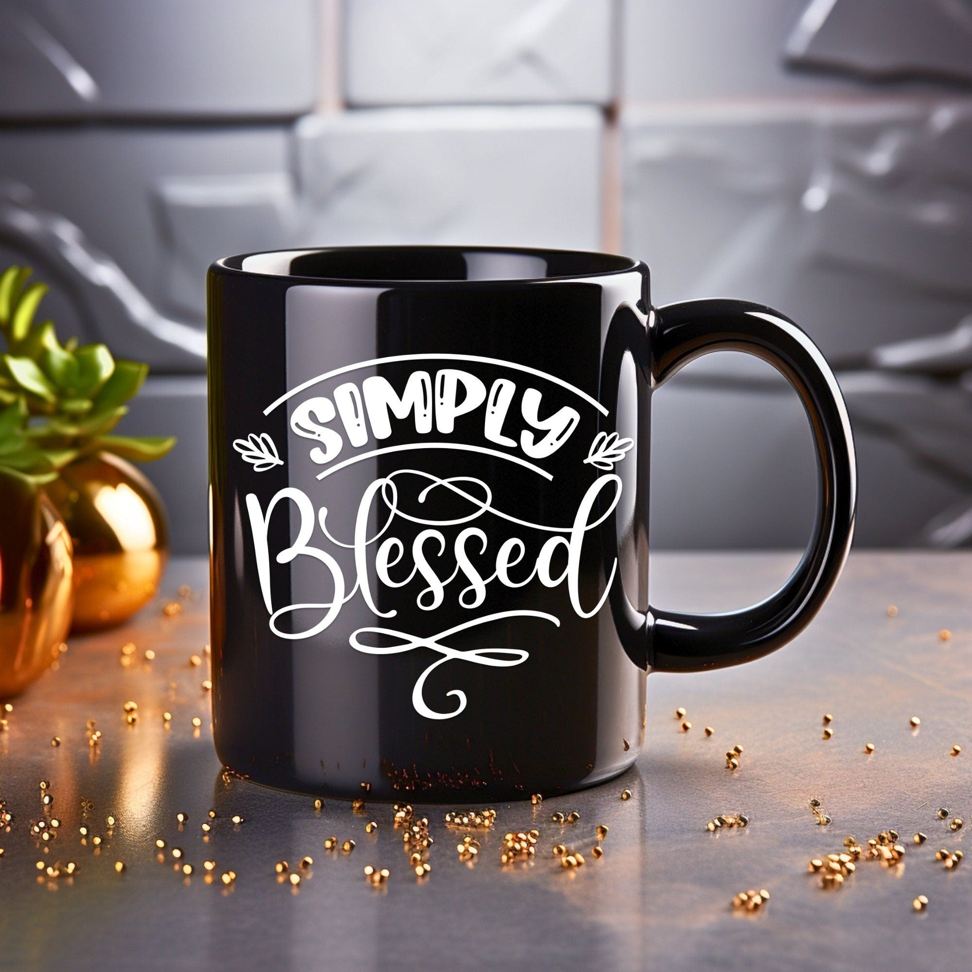 Simply Blessed Mug - Bible Verse Faith Coffee Mug - Christian Religious Gift for Him - Dad Mug with Affirmations - Supportive Baptism Gift - Raiden Gate Design