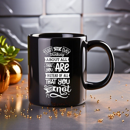 Start the Day Thinking - Bible Verse Faith Mug - Christian Religious - Dad Mug with Affirmations - Supportive Baptism Gift - Raiden Gate Design