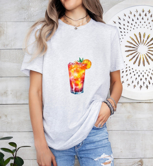 Tequila Sunrise Cocktail Groom or Bride Cocktail Bar Shirt - Minimalist Aesthetic T-Shirt for Bachelor or Hen Party - Fun and Chic Design - Raiden Gate Design