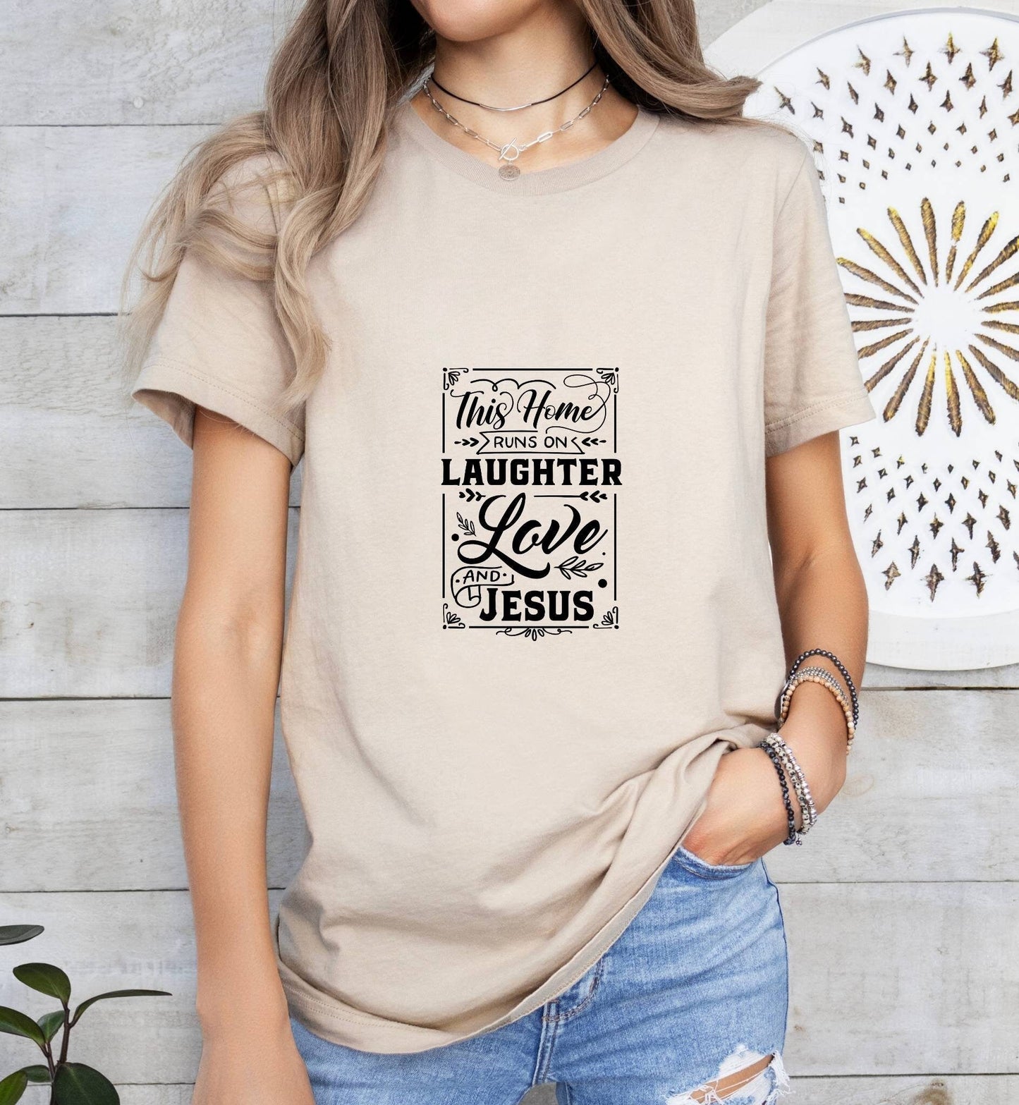 This Home Run on Laughter, Love and Jesus Catholic Boho Church Shirt with Inspirational Bible Verse - Jesus Faith Religious - Raiden Gate Design