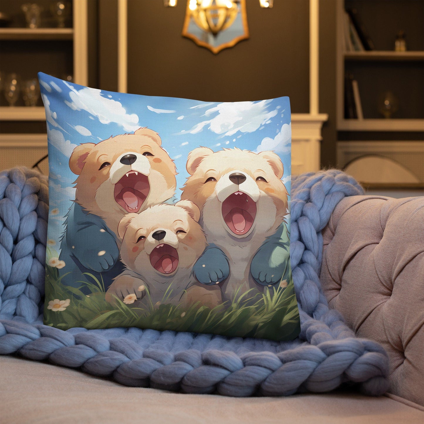 Three Cubs | Anime Pillow | Kawaii Pillow | Decorative Pillow | Throw Pillow - Raiden Gate Design