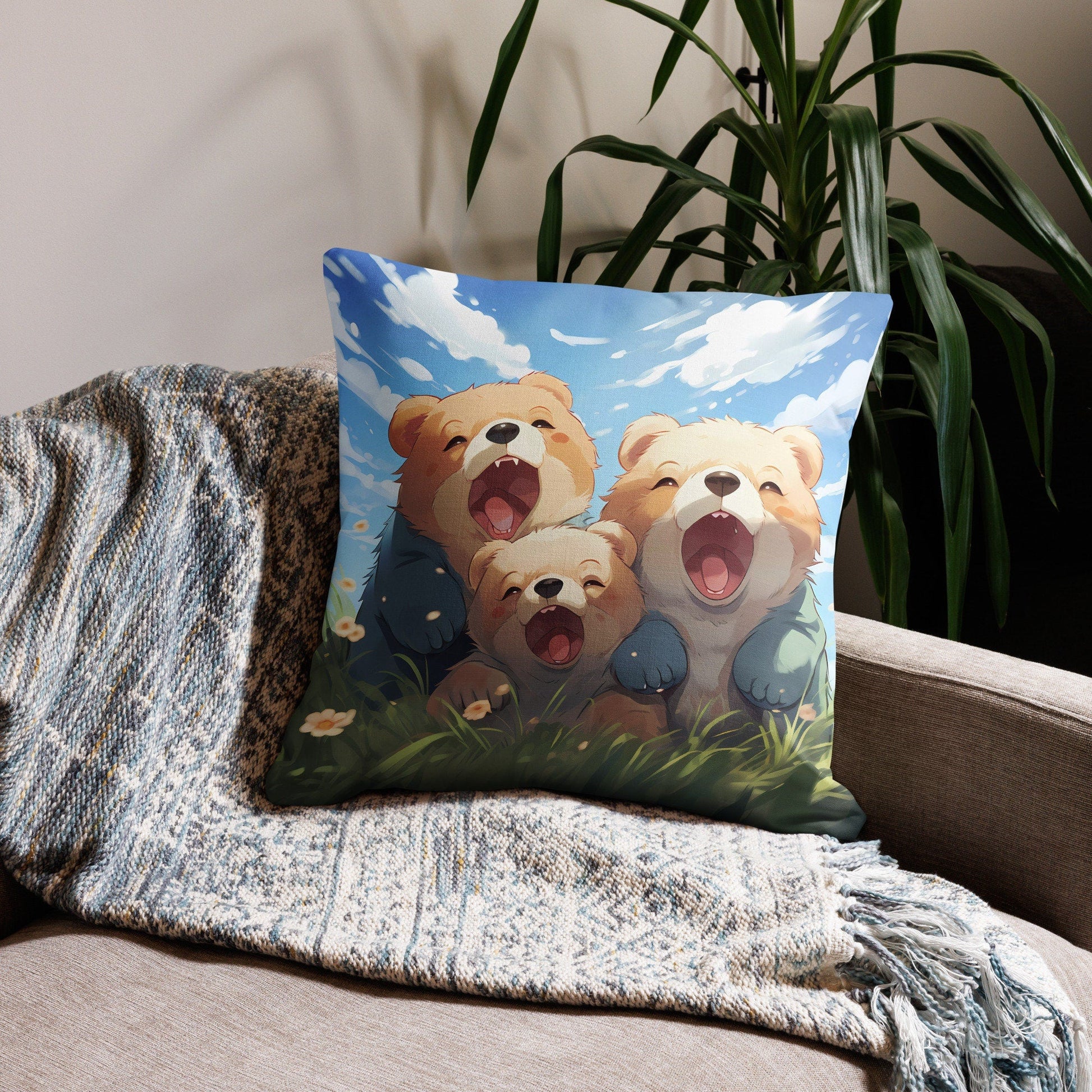 Three Cubs | Anime Pillow | Kawaii Pillow | Decorative Pillow | Throw Pillow - Raiden Gate Design