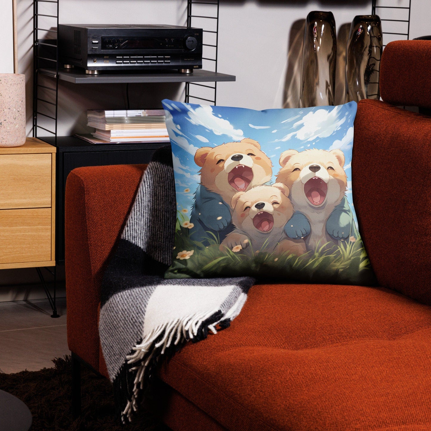 Three Cubs | Anime Pillow | Kawaii Pillow | Decorative Pillow | Throw Pillow - Raiden Gate Design