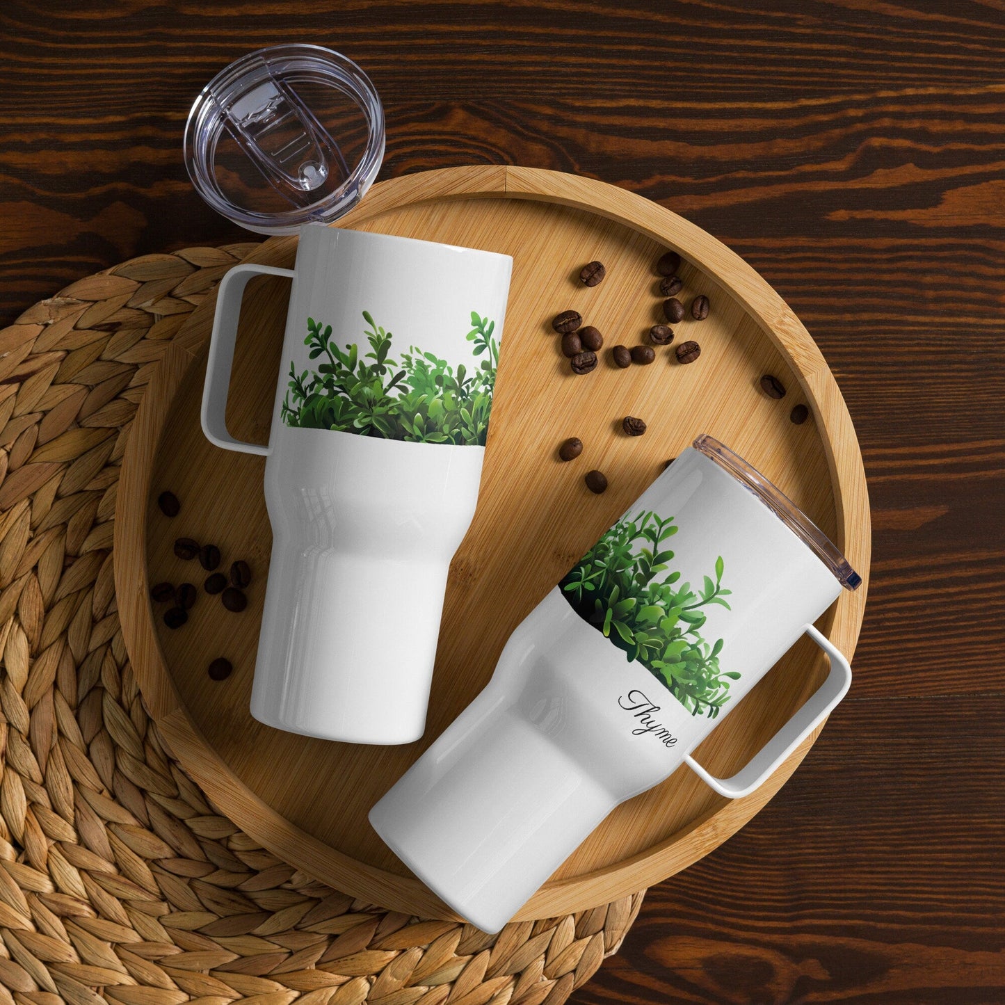 Thyme Herbal Tea Travel mug with a handle | Tea Mug | Teacup | Gifts for Her | Herb Flower | Birthday Gift - Raiden Gate Design