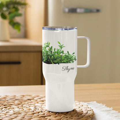 Thyme Herbal Tea Travel mug with a handle | Tea Mug | Teacup | Gifts for Her | Herb Flower | Birthday Gift - Raiden Gate Design