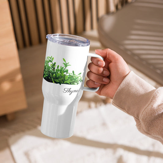 Thyme Herbal Tea Travel mug with a handle | Tea Mug | Teacup | Gifts for Her | Herb Flower | Birthday Gift - Raiden Gate Design