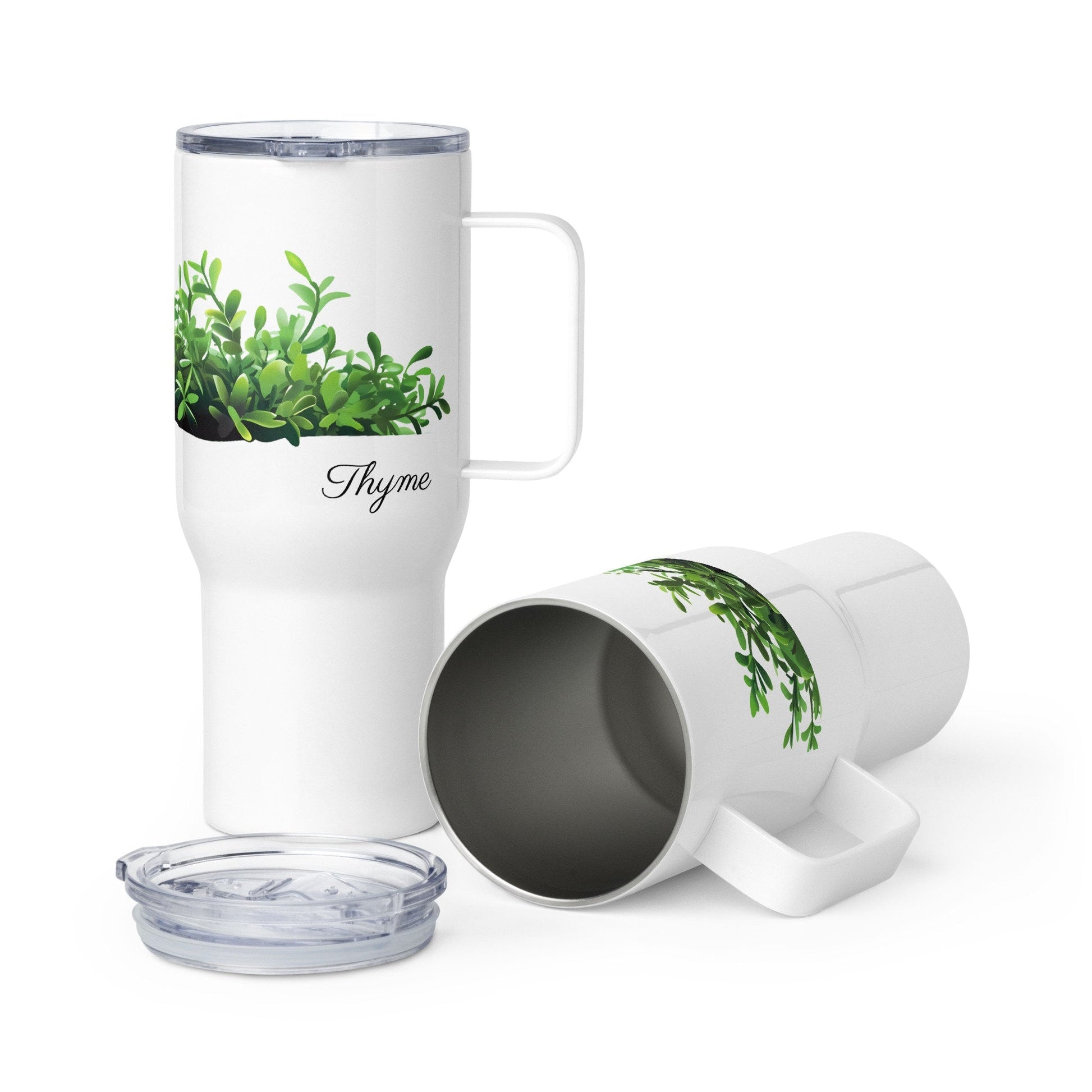 Thyme Herbal Tea Travel mug with a handle | Tea Mug | Teacup | Gifts for Her | Herb Flower | Birthday Gift - Raiden Gate Design