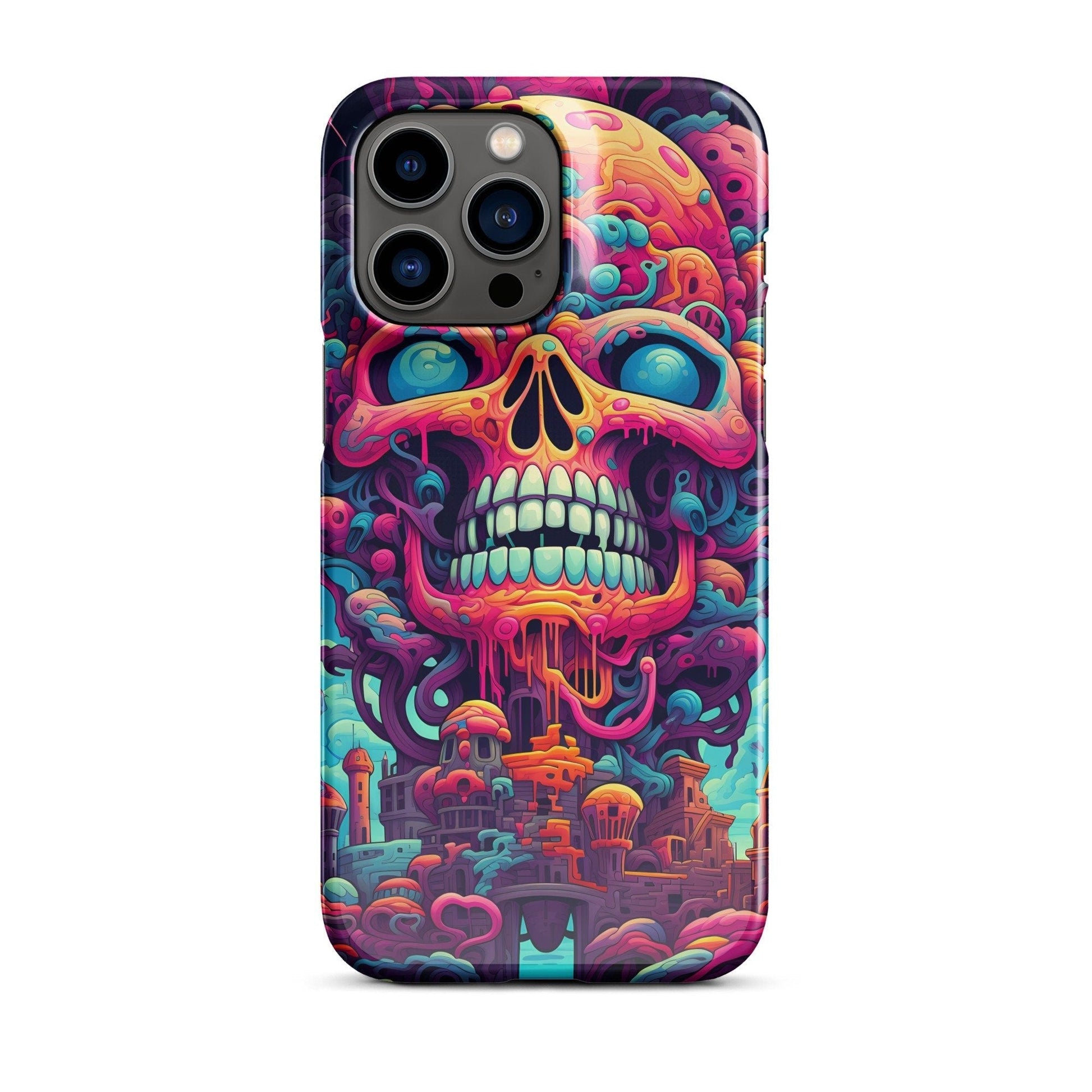 Trippy Skull | Trippy iPhone Case | Weird Phone Case | Psychedelic Case | Skull Phone Case | Mushroom Phone Case - Raiden Gate Design