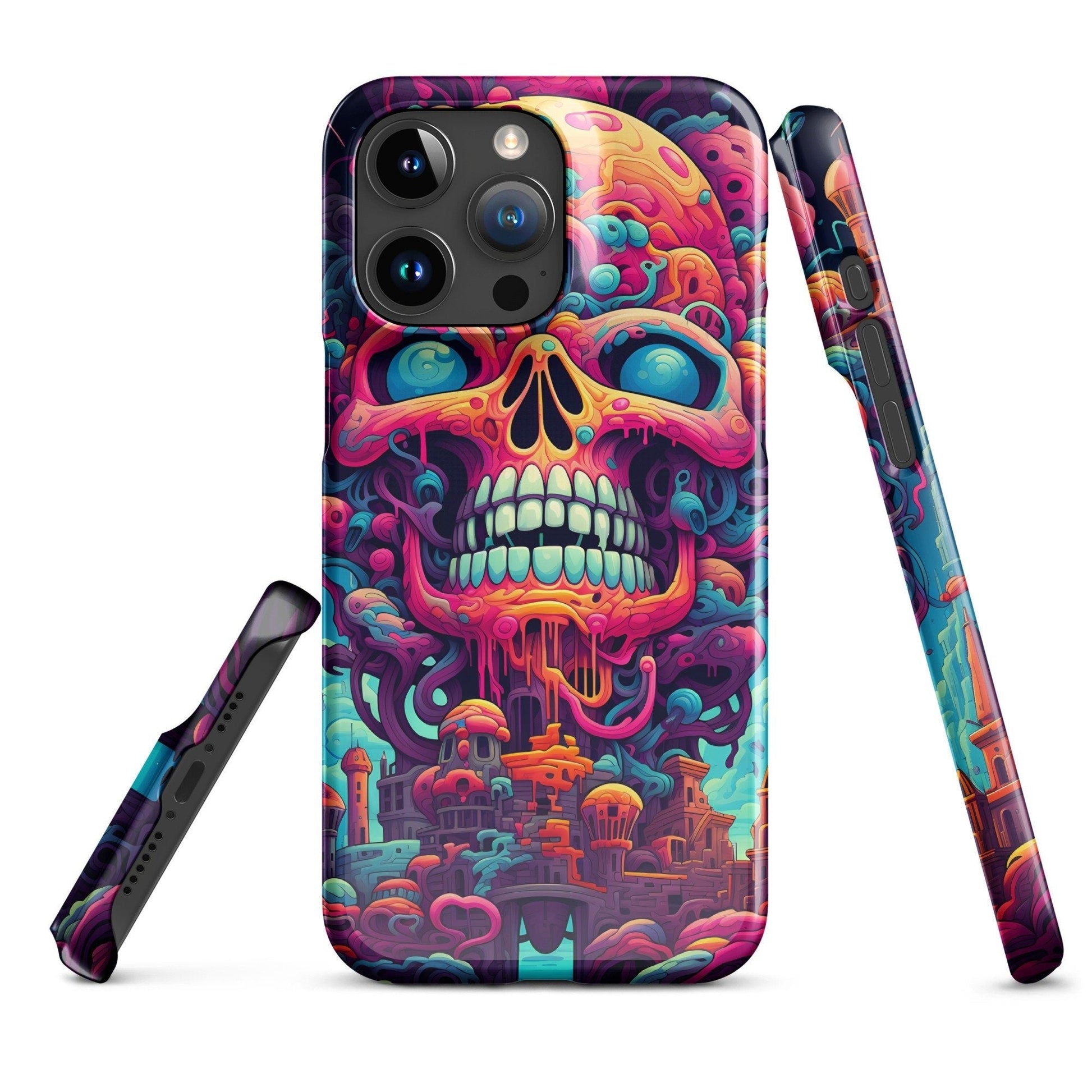 Trippy Skull | Trippy iPhone Case | Weird Phone Case | Psychedelic Case | Skull Phone Case | Mushroom Phone Case - Raiden Gate Design