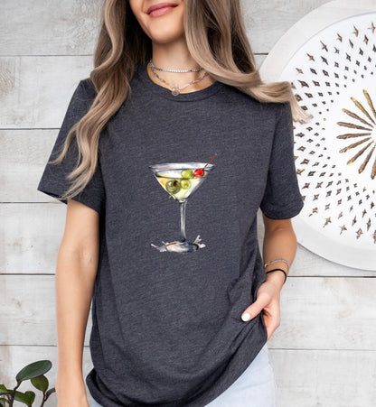 Vodka Martini Cocktail Groom or Bride Cocktail Bar Shirt - Minimalist Aesthetic T-Shirt for Bachelor or Hen Party - Fun and Chic Design - Raiden Gate Design