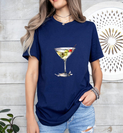 Vodka Martini Cocktail Groom or Bride Cocktail Bar Shirt - Minimalist Aesthetic T-Shirt for Bachelor or Hen Party - Fun and Chic Design - Raiden Gate Design