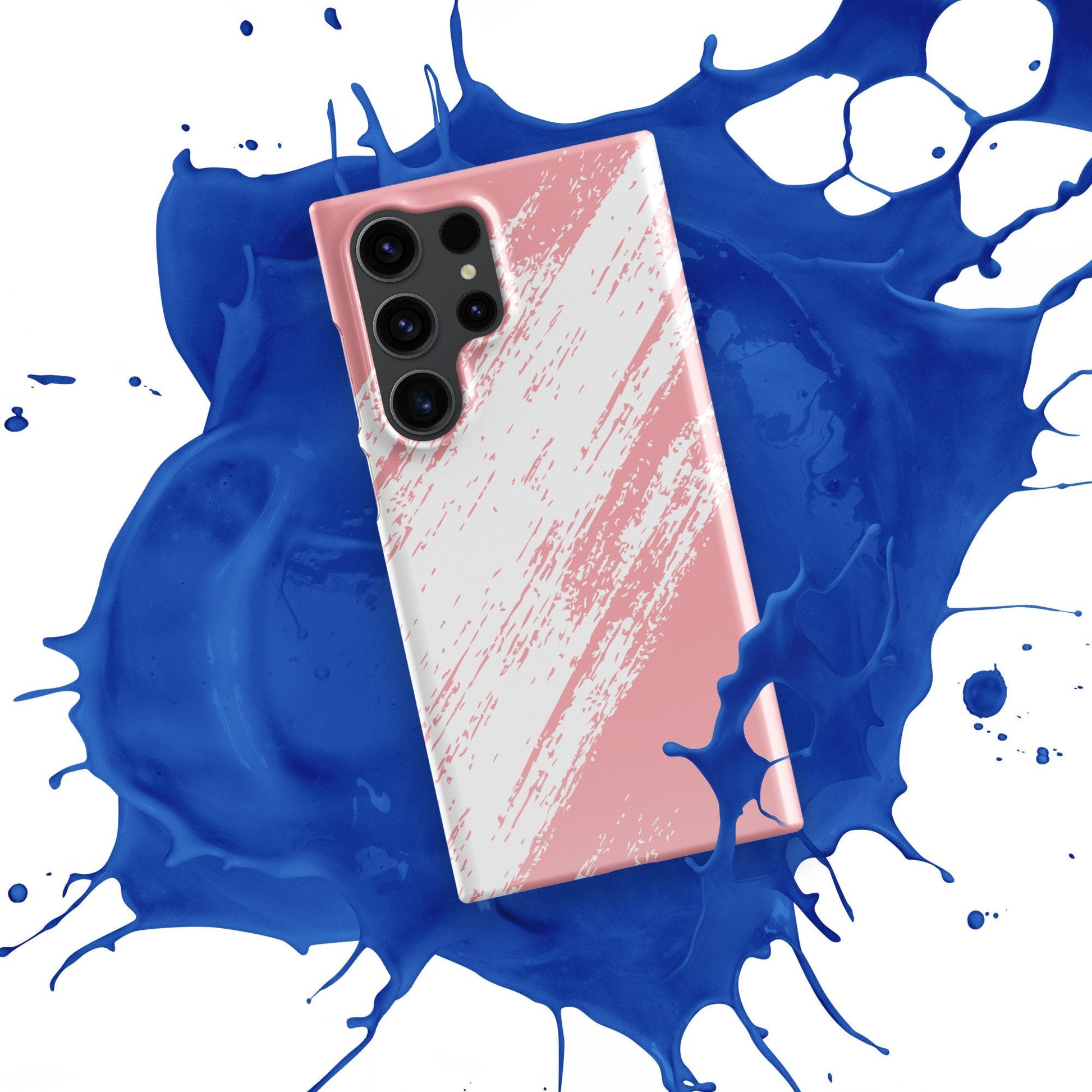 White Brush Stroke on Pink Samsung Galaxy S24 Ultra Case - Diagonal Design - Raiden Gate Design