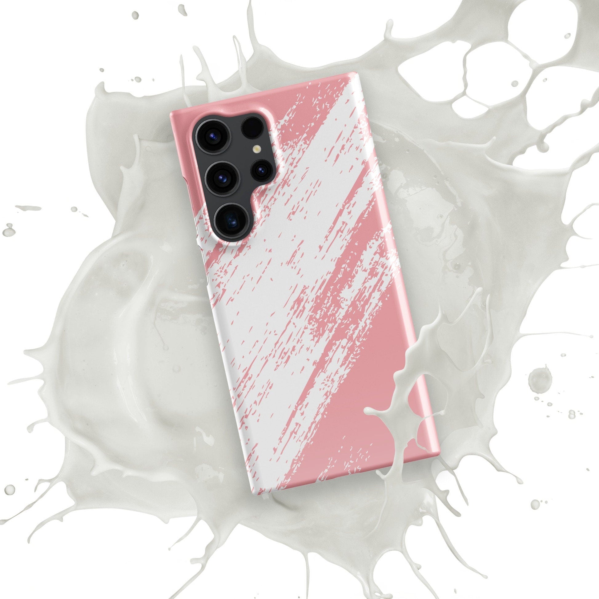 White Brush Stroke on Pink Samsung Galaxy S24 Ultra Case - Diagonal Design - Raiden Gate Design