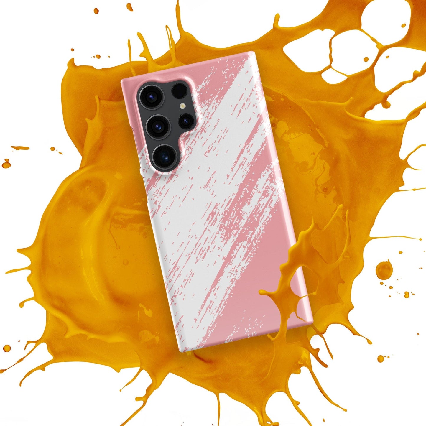 White Brush Stroke on Pink Samsung Galaxy S24 Ultra Case - Diagonal Design - Raiden Gate Design