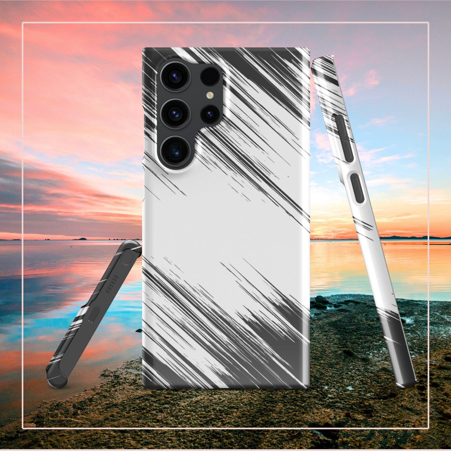 White Diagonal Brush Stroke Samsung Galaxy S24 Ultra Case - Minimalist Design - Raiden Gate Design