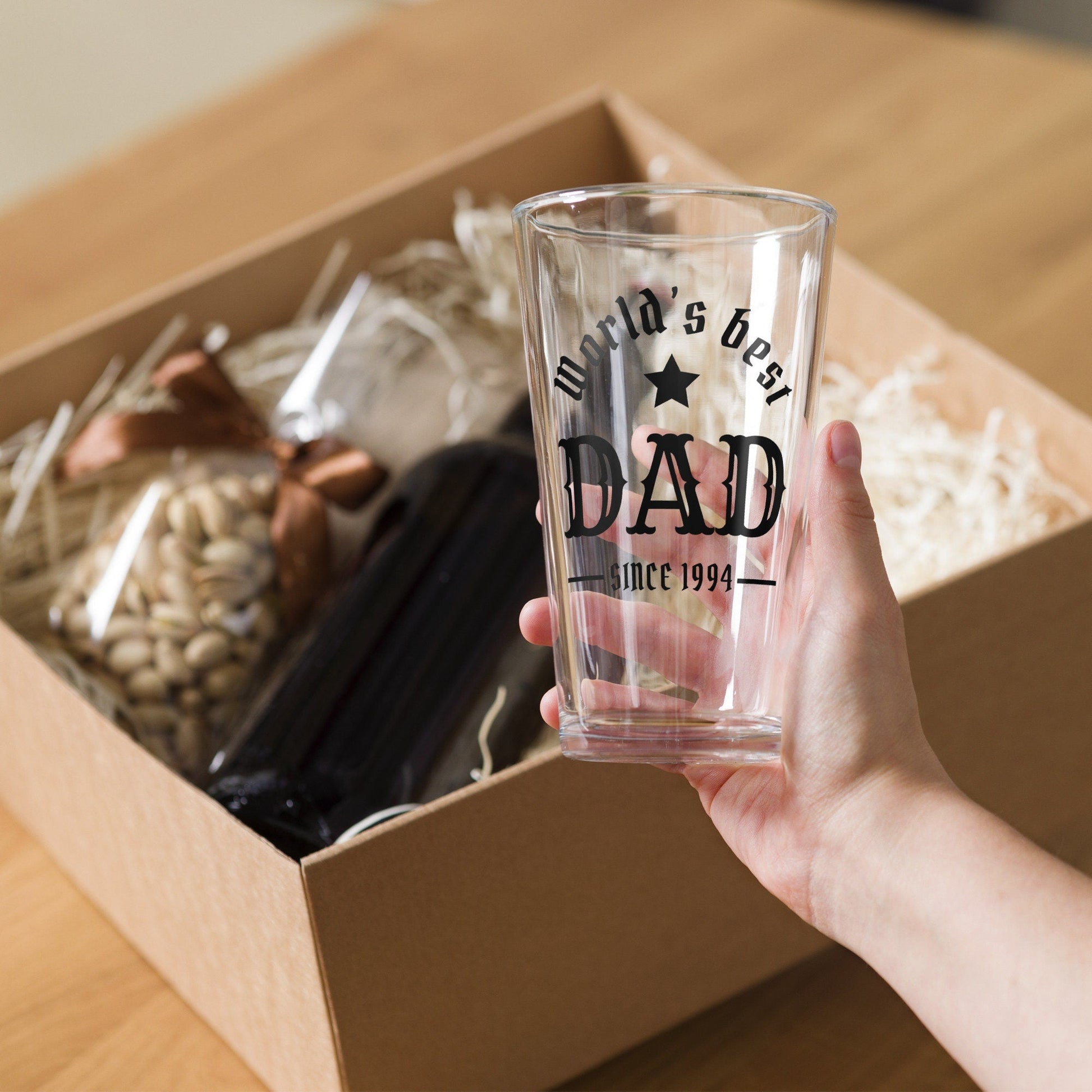 World's Best Dad Personalized – Pint Glass | Shaker Glass | Beer Glass | Beer Lover | Mixer Glass - Raiden Gate Design